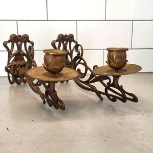 Antique Brass Piano Candlesticks